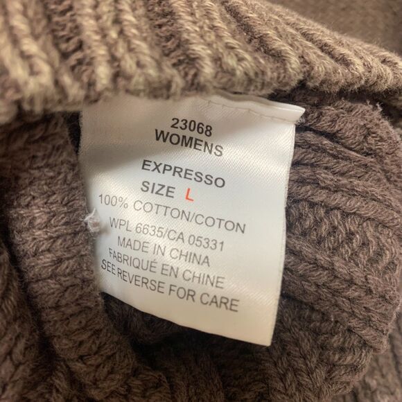 Woolrich Womens Fisherman Cable‎ Knit Sweater Chocolate Brown Large - Picture 6 of 11